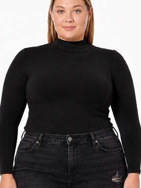 Mock Turtleneck Long Sleeve Crop Top-XXL